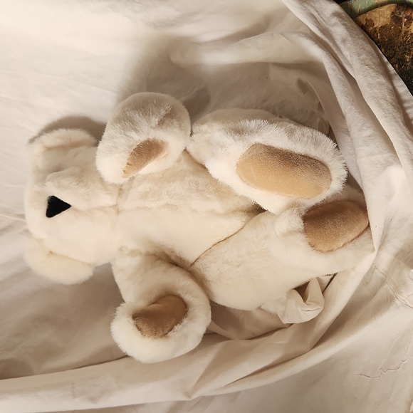 Vermont Teddy Bear Company Jointed Cream Color Blue Eyes Plush Stuffed - Picture 4 of 4